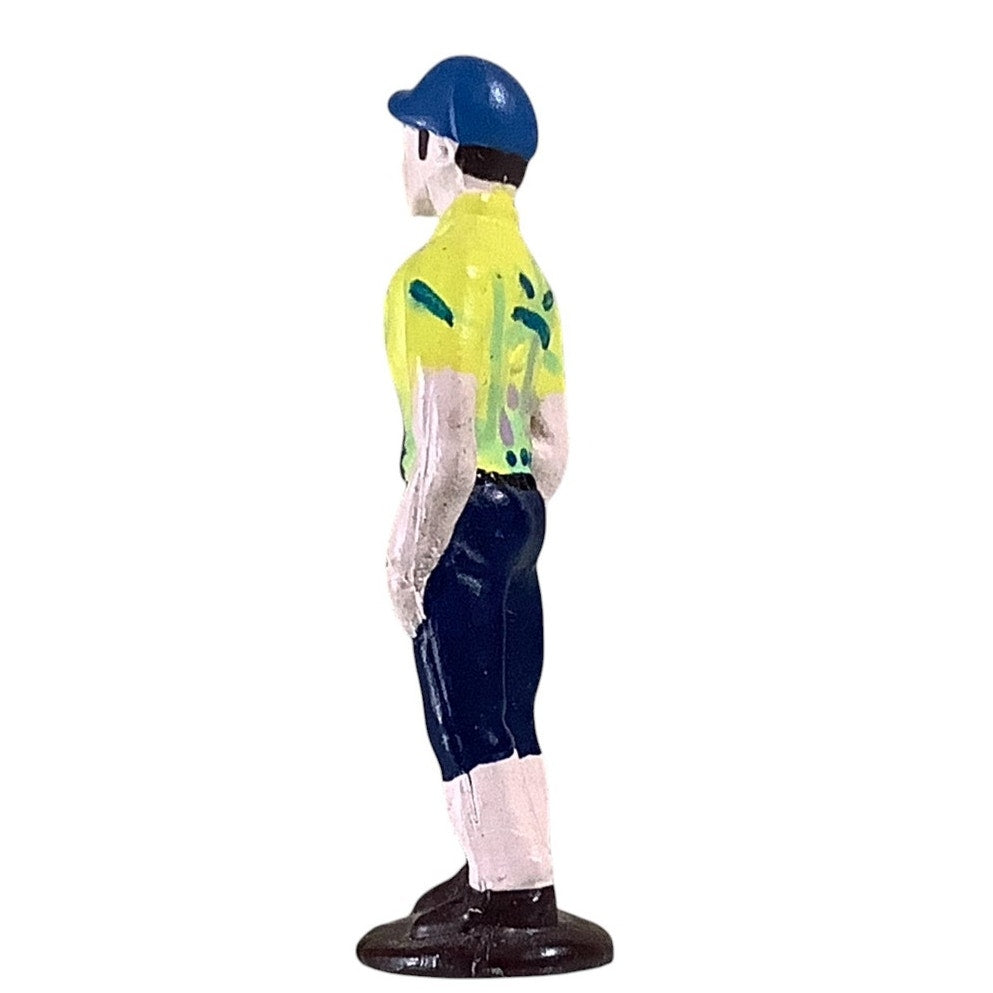 Vintage Miniature Rubber Man in Sports Outfit Figurine 1-3/8"H x 1/2"W