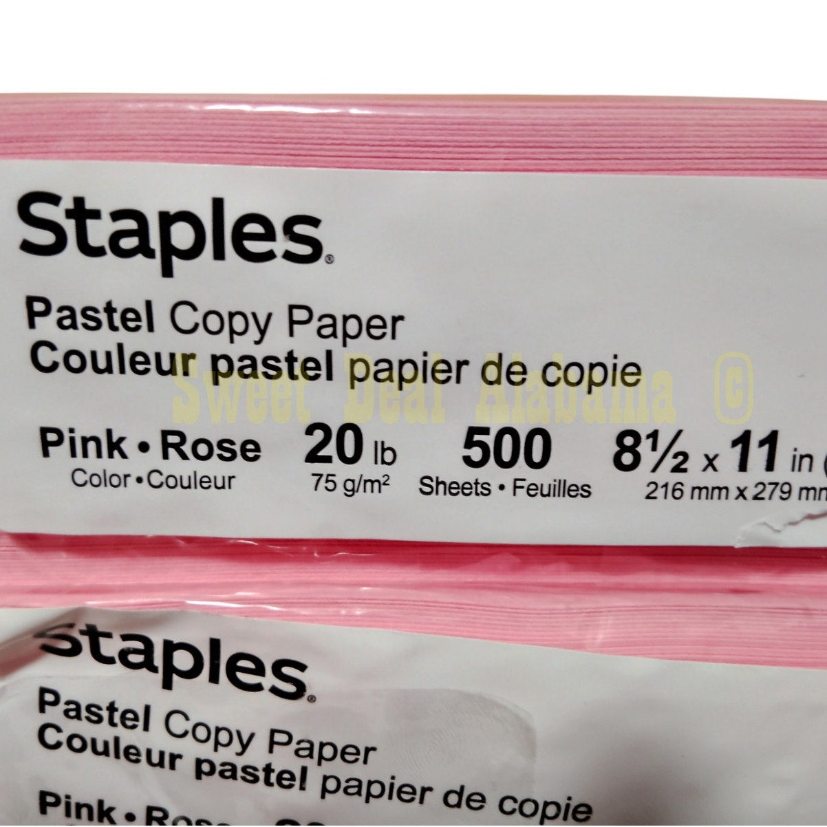 2 Reams, 1000 Pages, Staples Pastel Pink Copy Paper 8-1/2" X 11" No.14779