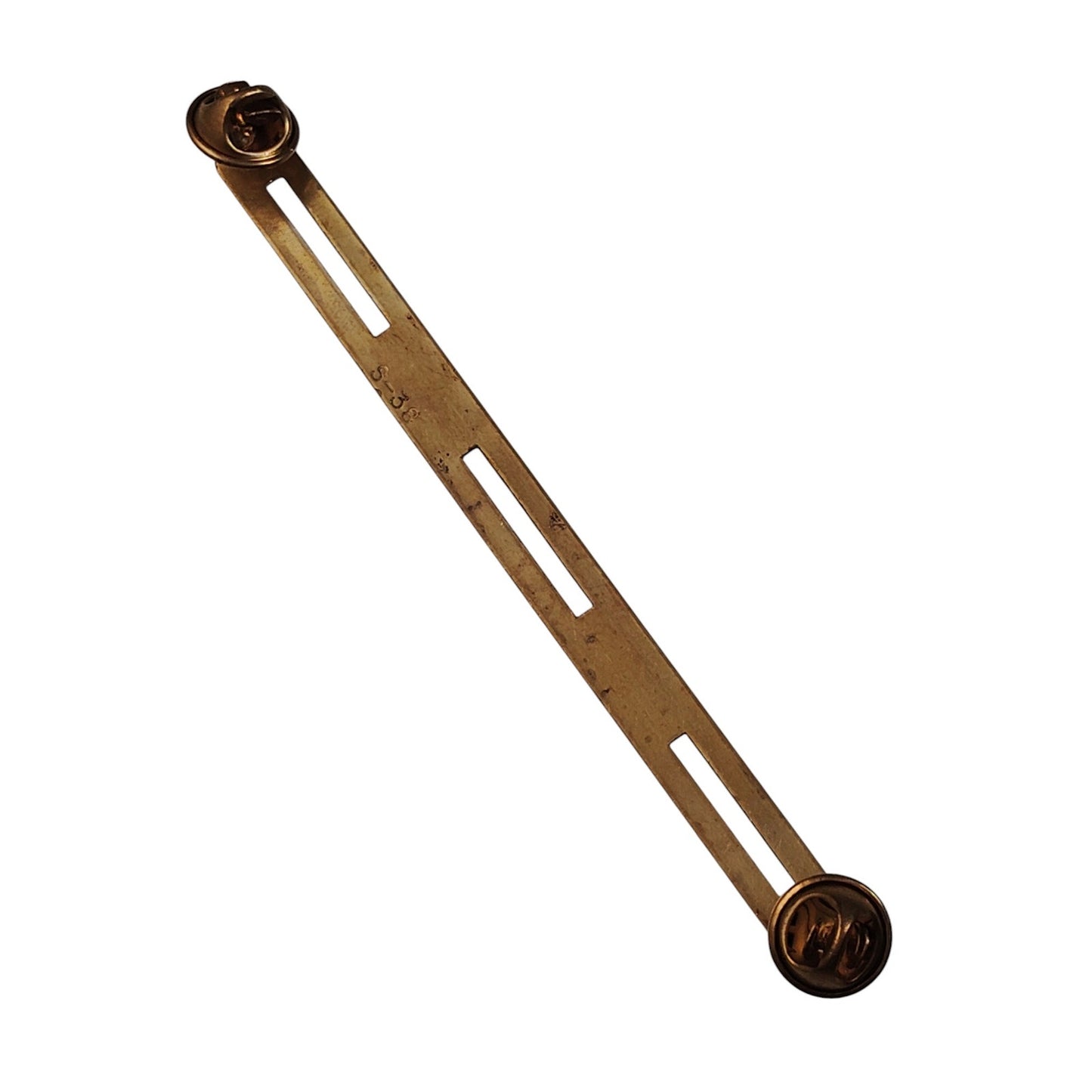 Vintage Three Ribbon Brass Mounting Pin Rack, Bar, With Clutchback Pins