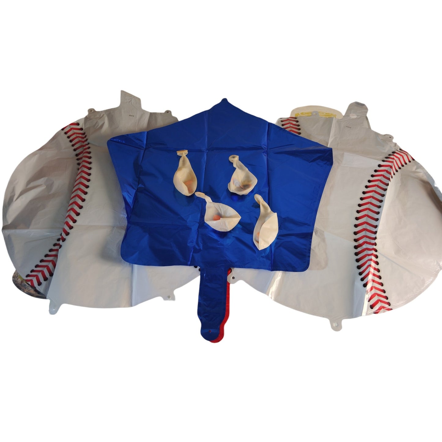 Baseball Party Balloon Set – Foil Bats, Stars, Balls, Red/Blue Confetti Balloons