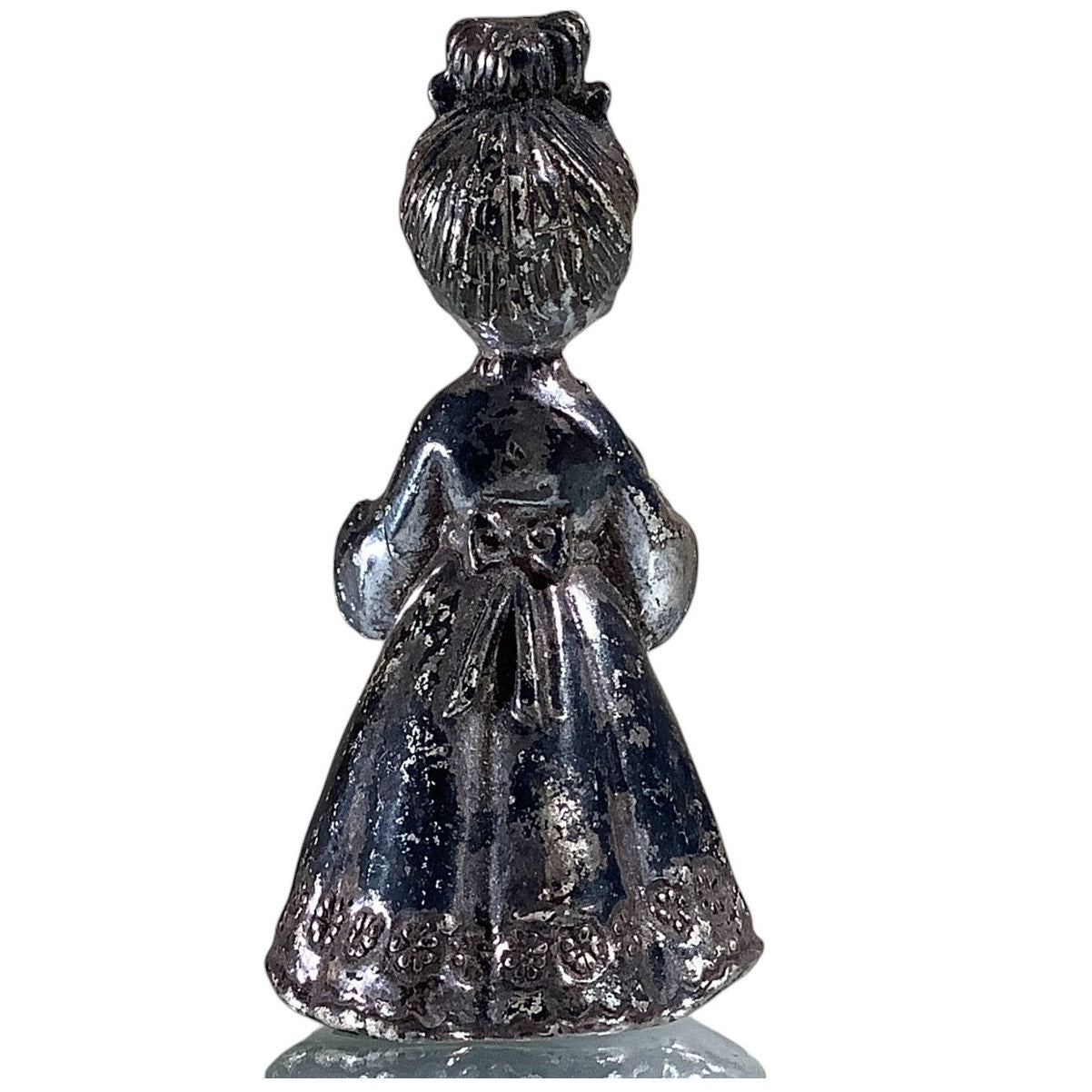 Vintage Pewter Girl Holding/reading Book, Singing Figurine 1-1/2"H x 3/4"W