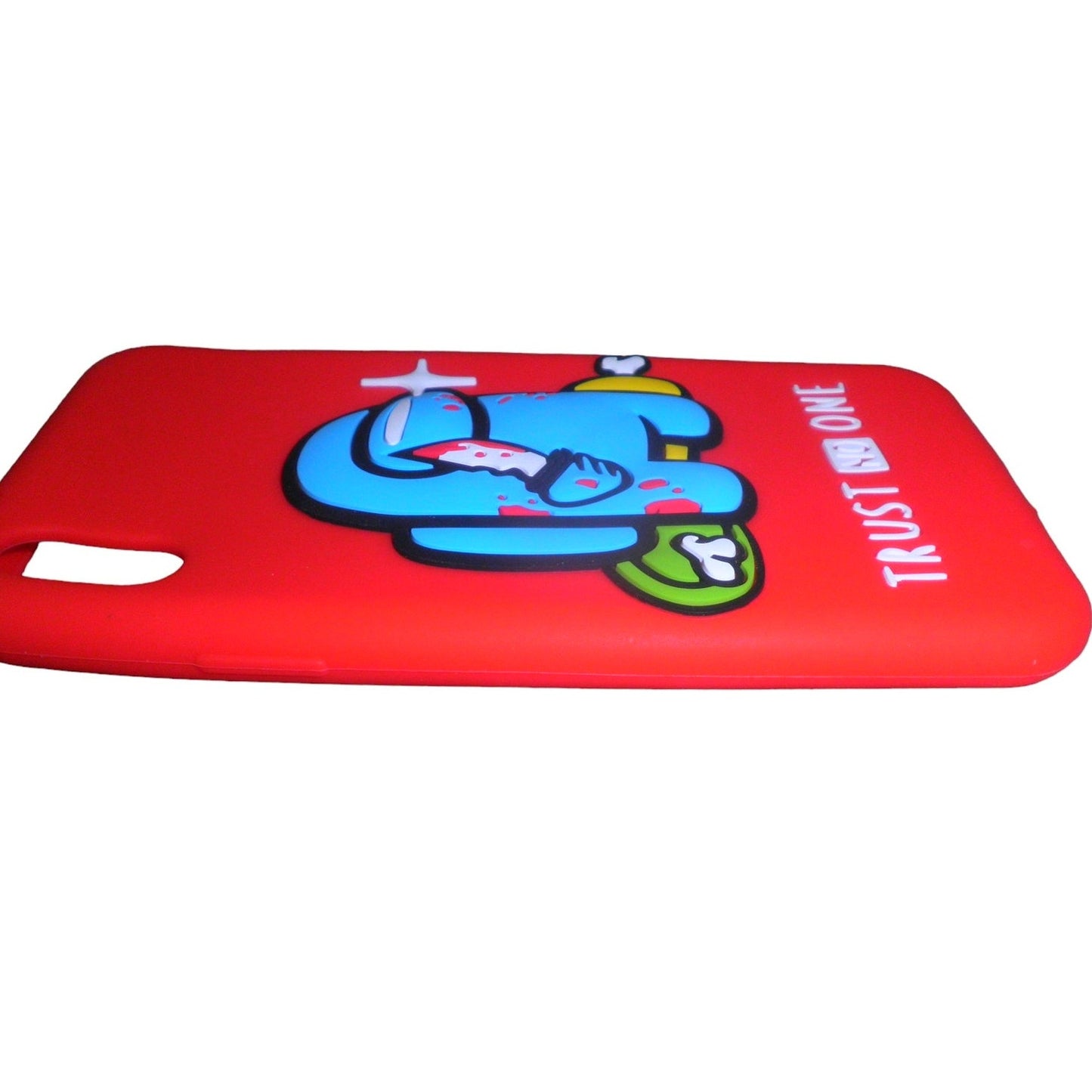 Silicone Phone Bumper Case for iPhone XR, 3D Red Knife Astronaut, TRUST NO ONE