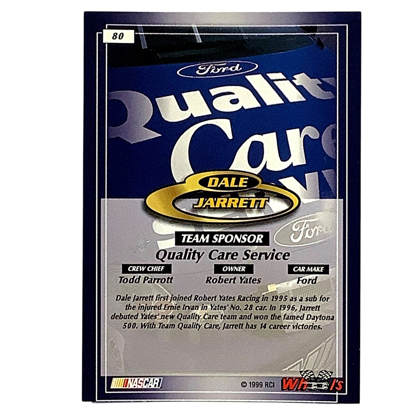 Dale Jarrett #88 Ford Quality Care, 1999 Wheels #80 NASCAR Winston Cup NM+