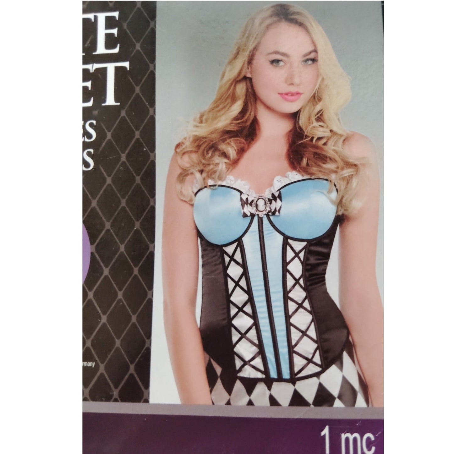Wonderland Alice Corset Halloween Costume - Black/Blue - Size S/M (Up to Size 8)