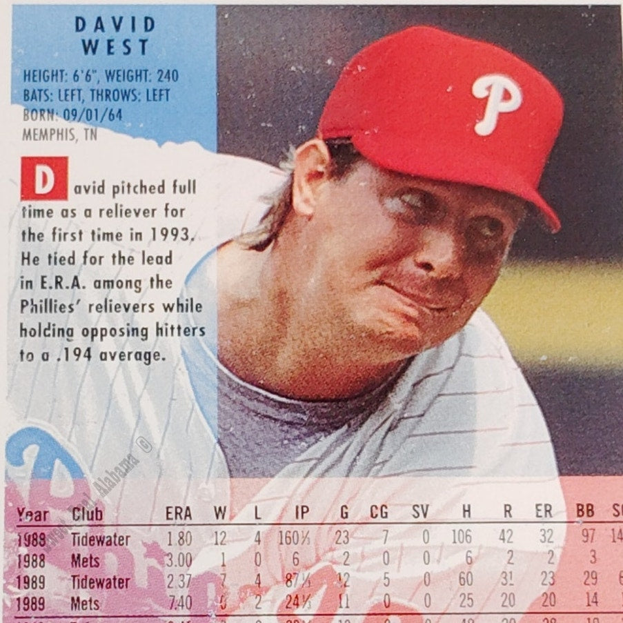 David West, Philadelphia Phillies #603, 1994 Fleer Baseball Collector's Card