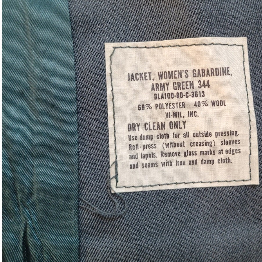 1980 U.S. Army Green 344 Women’s Gabardine Service Jacket – Size 12R
