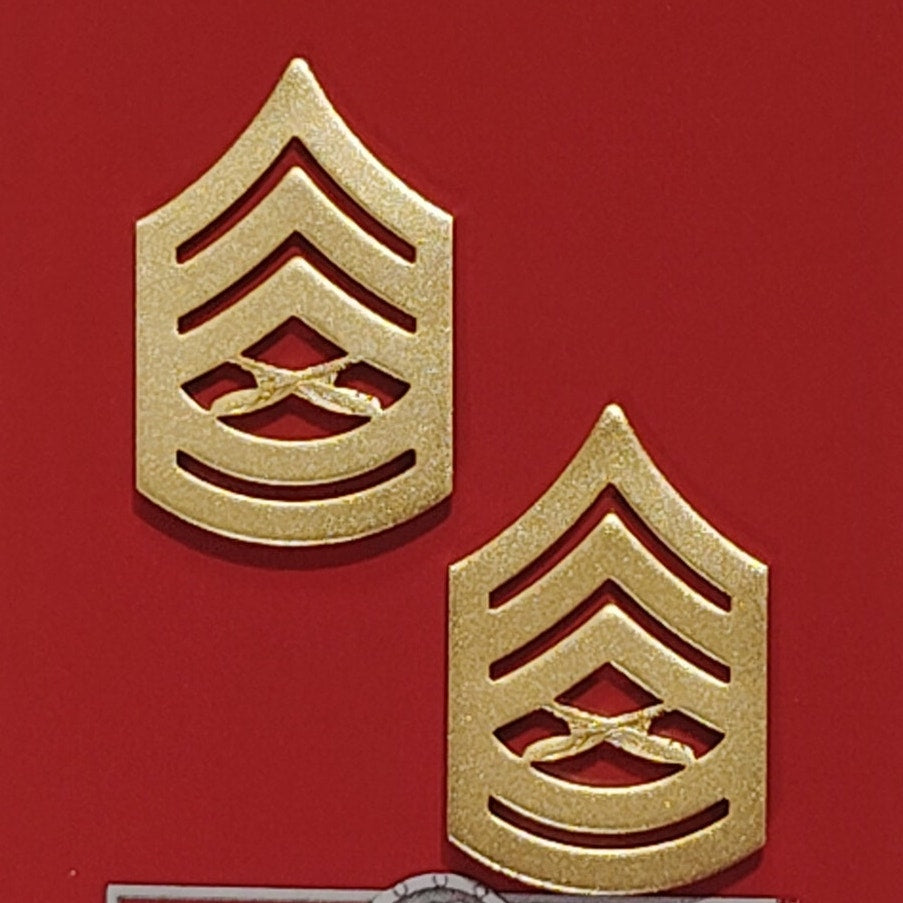 Vanguard Marine Corps Chevron – Gunnery Sergeant – Satin Gold – 7/8" x 1-1/4"