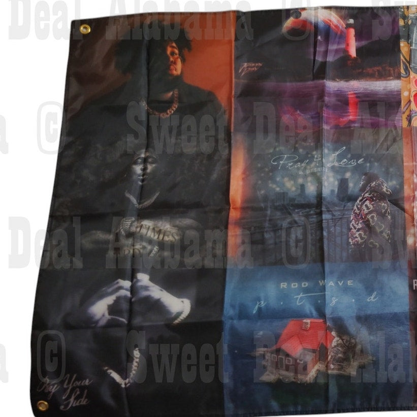Rod Wave Album Cover Tapestry 59"x35" - Rap Wall Banner, Dorm Room Décor