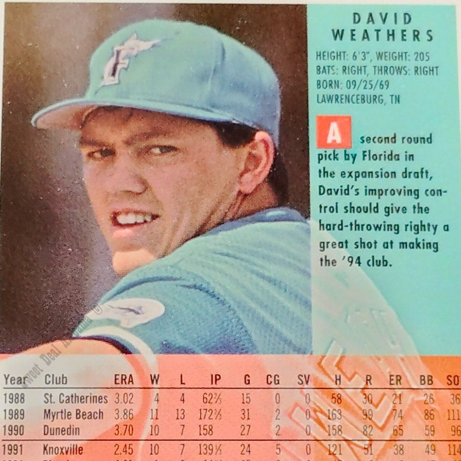 David Weathers, Florida Marlins, #479, 1994 Fleer Baseball Collector's Card