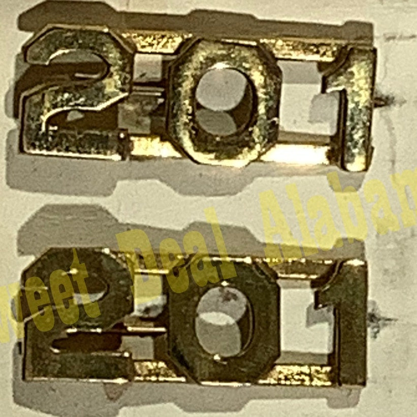 Early/Mid 1900s Brass C-Clasp "201" Collar Devices 3/8"H Hat / Lapel Pins Set