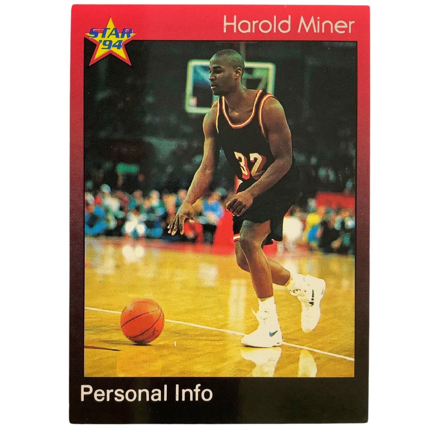 Harold Miner, Miami Heat, 1994 Star Int'l NBA Personal Data Card 59, EXC