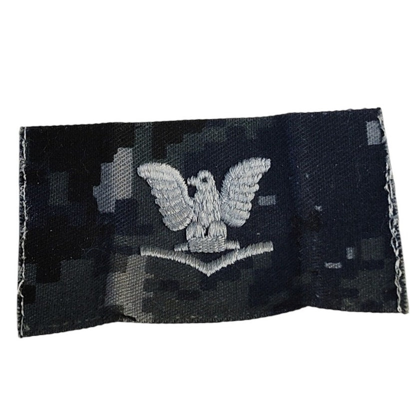 Navy Working Uniform (NWU) Type I Rank Tab E4 Parka/Hat 3"x1-7/8" Blue Camo