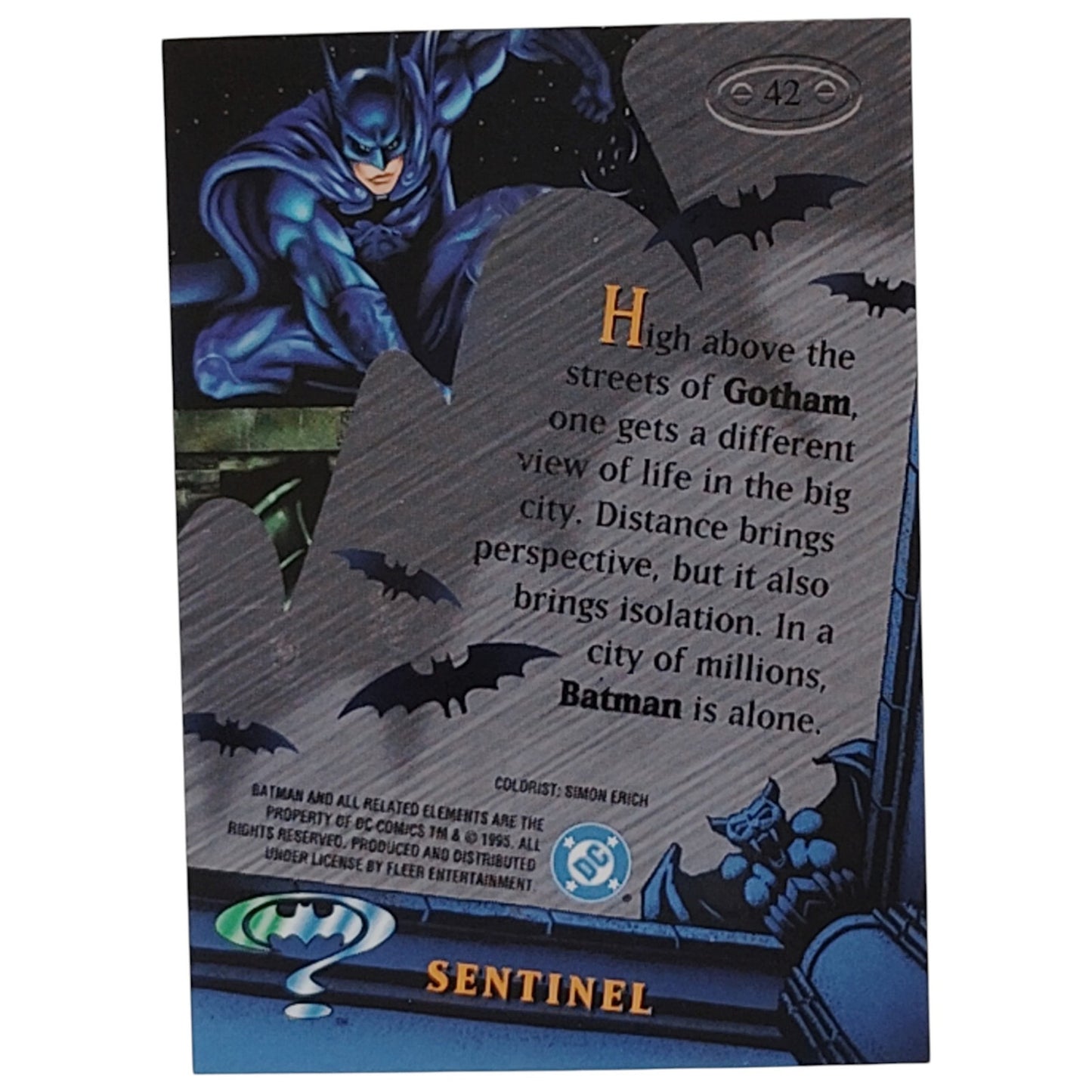 Sentinel 1995 Gotham City Metal Batman Forever Collector’s Card #42 – DC Comics