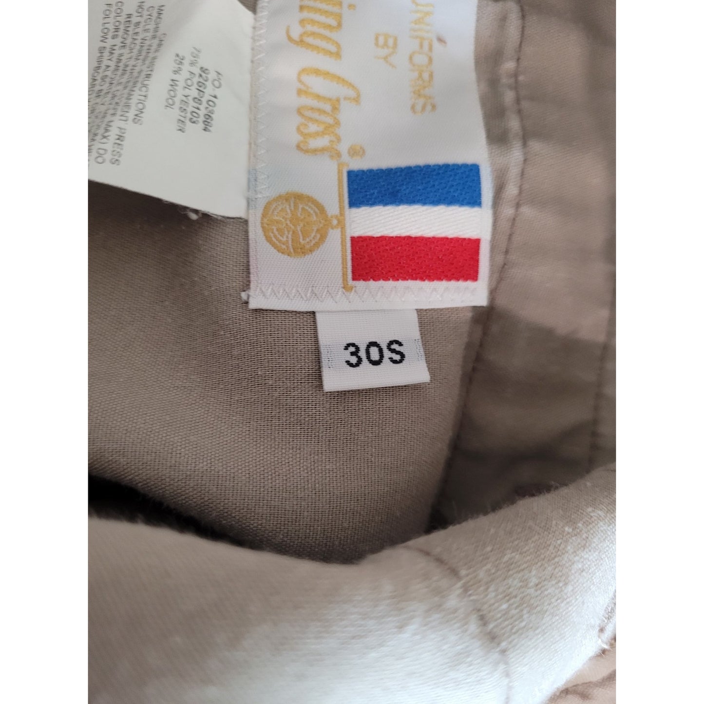 Flying Cross Uniform Trousers - Size 30S - 75/25 Poly-Wool Blend - Tan