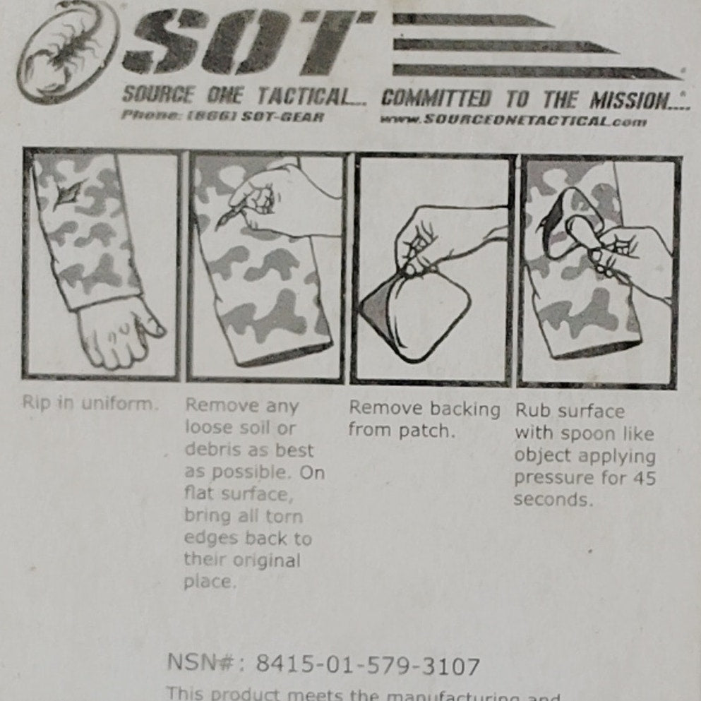 SOT Source One Tactical Patch 4" x 3" Peel & Stick ACU Digital Camouflage