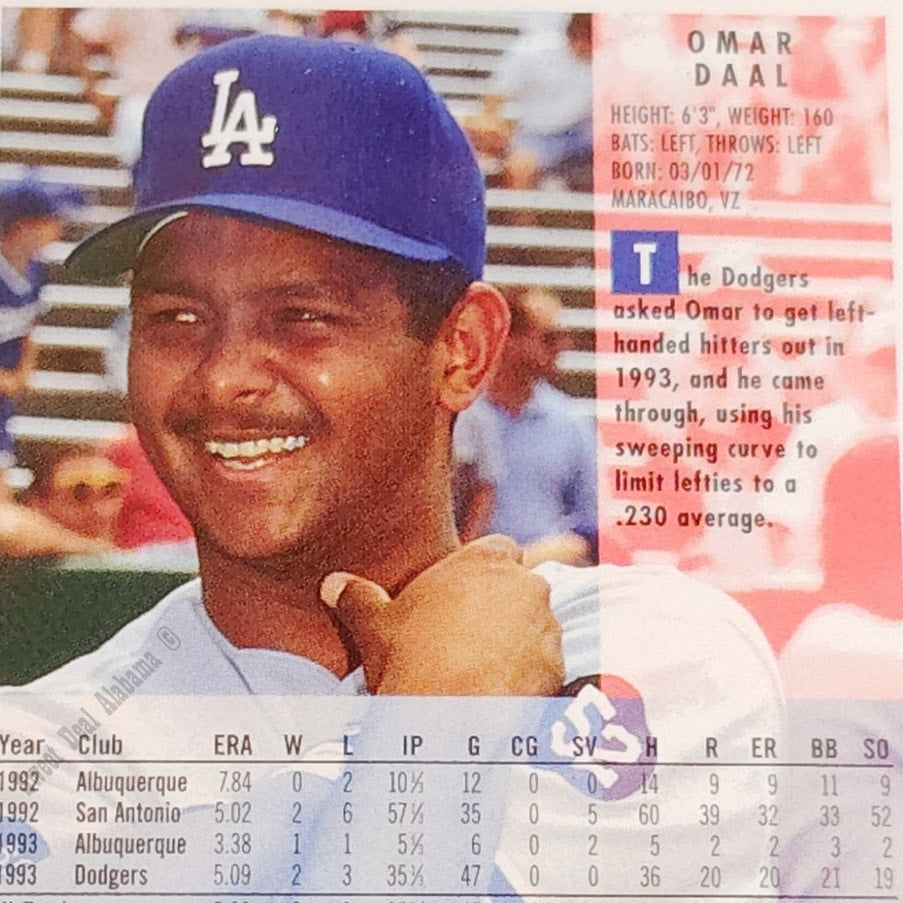 Omar Daal, Los Angeles Dodgers, #508, 1994 Fleer Baseball Collector's Card