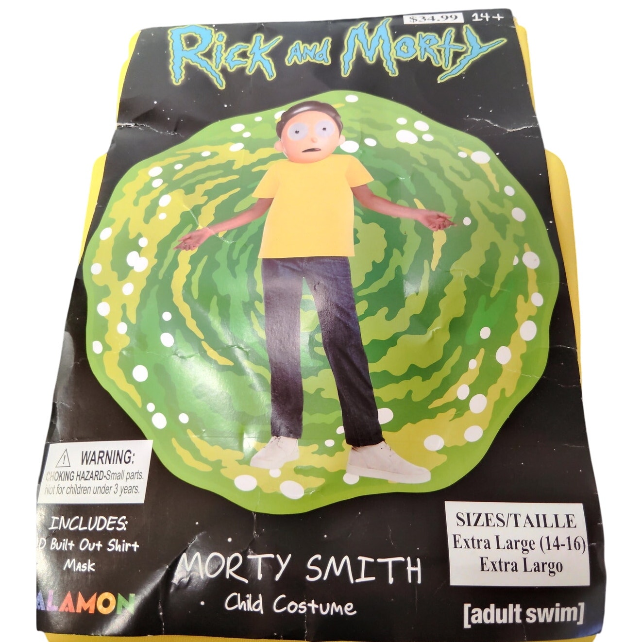 Morty Smith 3D Built-Out Yellow Costume Shirt Kids XL (14-16) Shirt Only