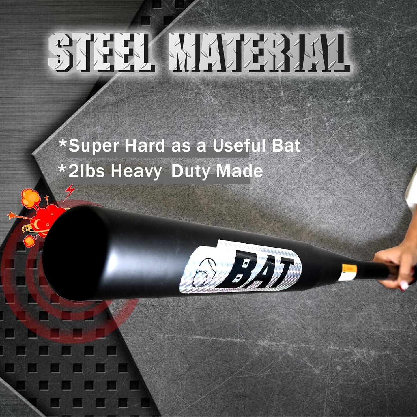 32" Steel Baseball Bat – 2LB Weighted Heavy Duty for Adult & Youth, FOORAINDA