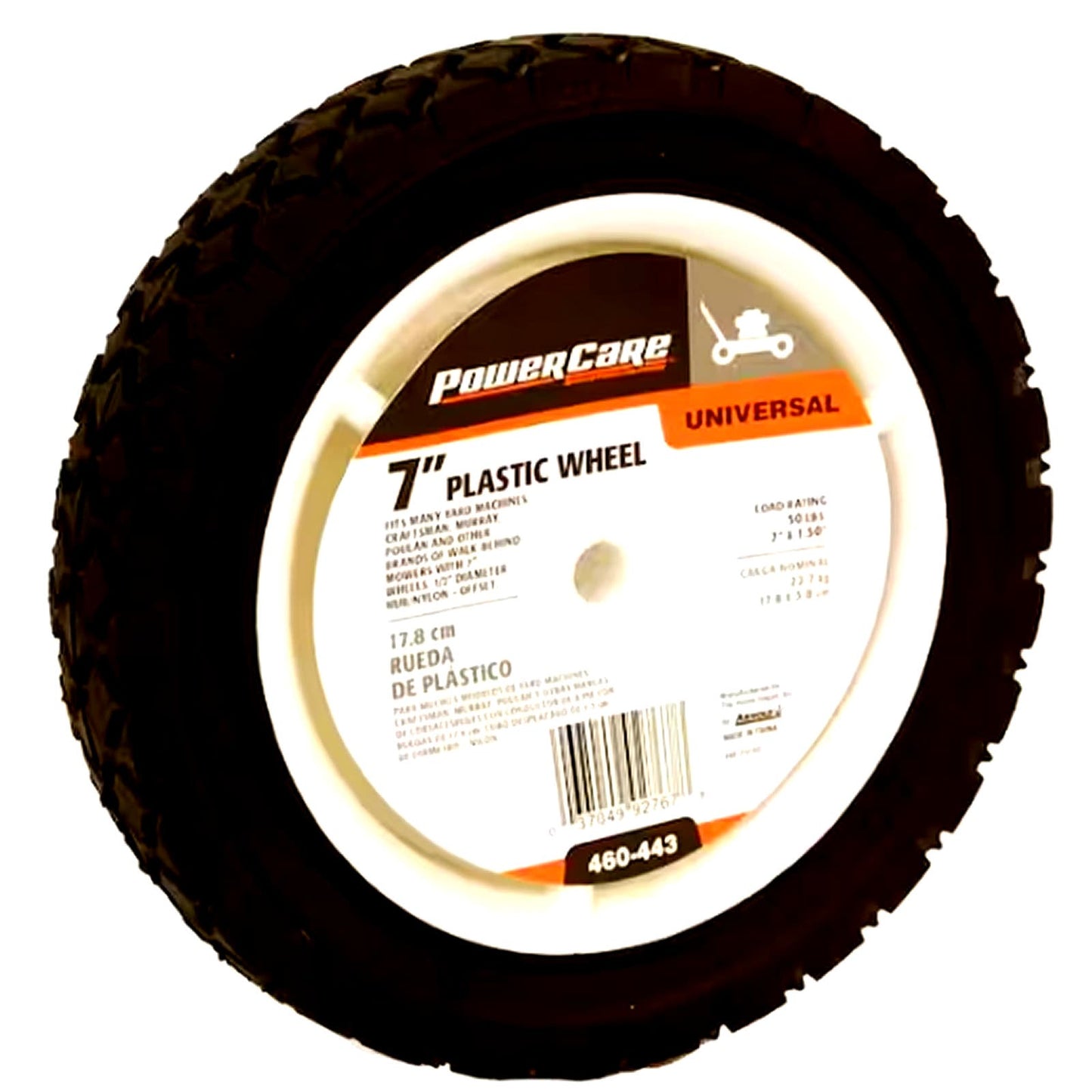 2-PK Powercare 7 in. x 1.5 in. Universal Plastic Wheel Set for Lawn Mowers