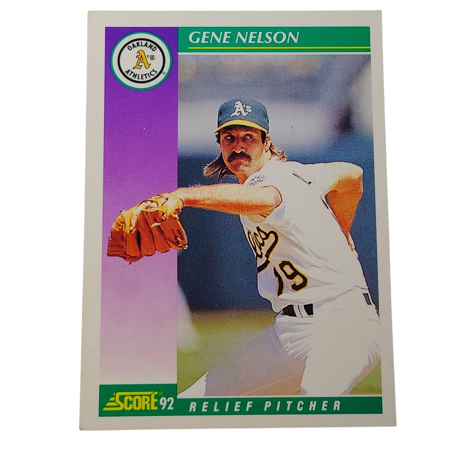 1992 Score Gene Nelson #383 Oakland Athletics Relief Pitcher MLB Baseball NM