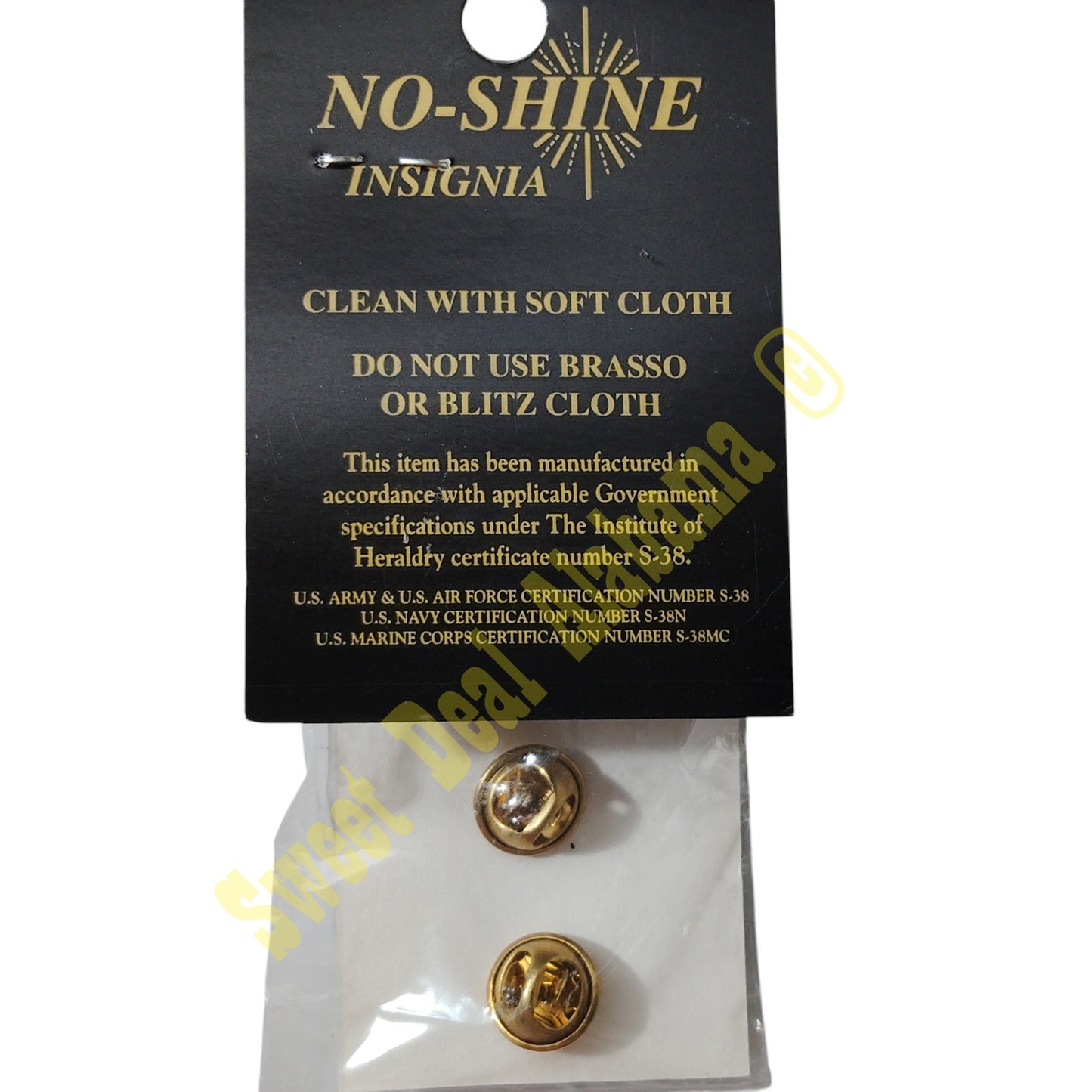 1 Set Subdued Black Major Oak Leaf Insignia Pins- 1"x1", By No-Shine Insignia