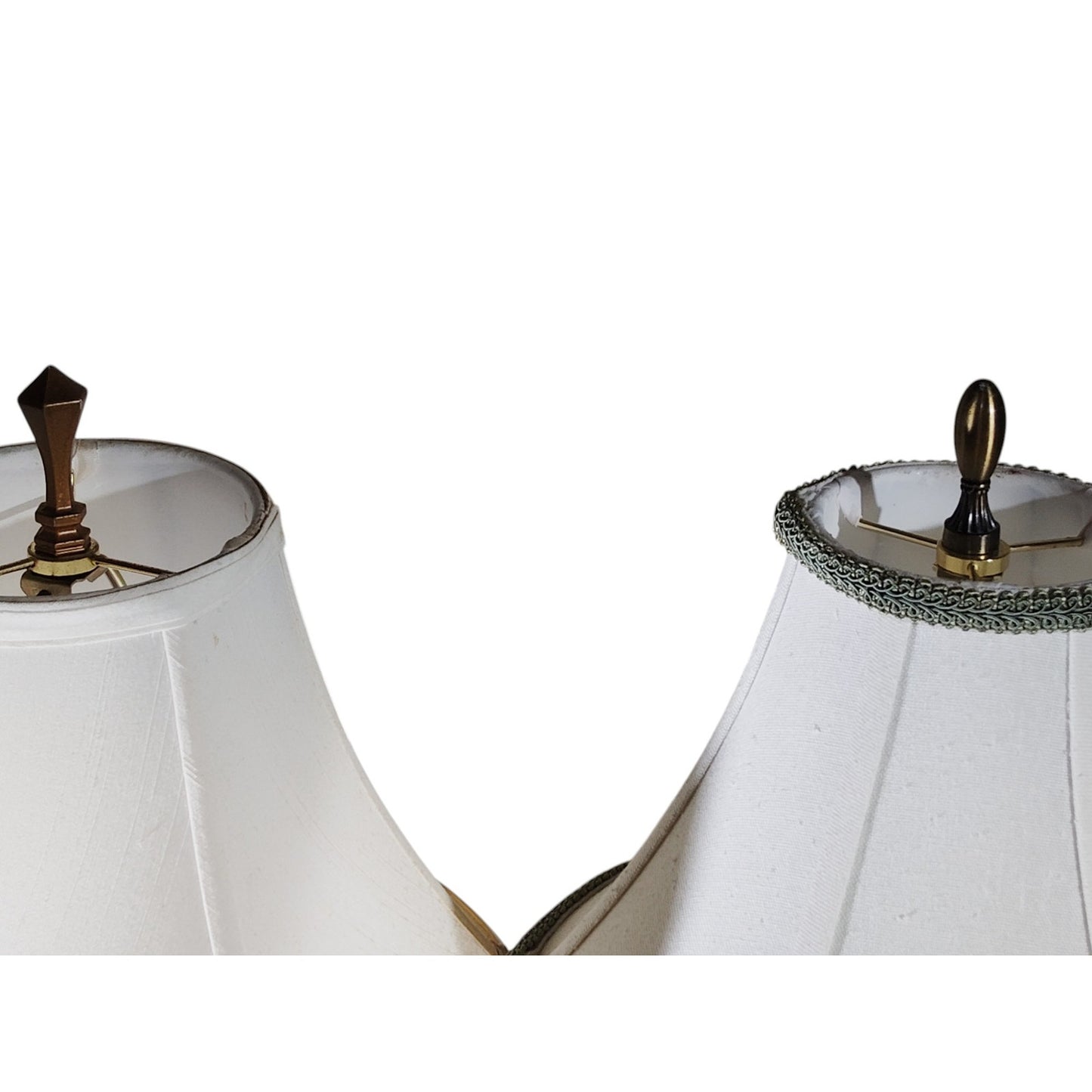 Pair of Vintage Classic Tan Shade Table Lamps – 27.5"H w/ Finial, Working