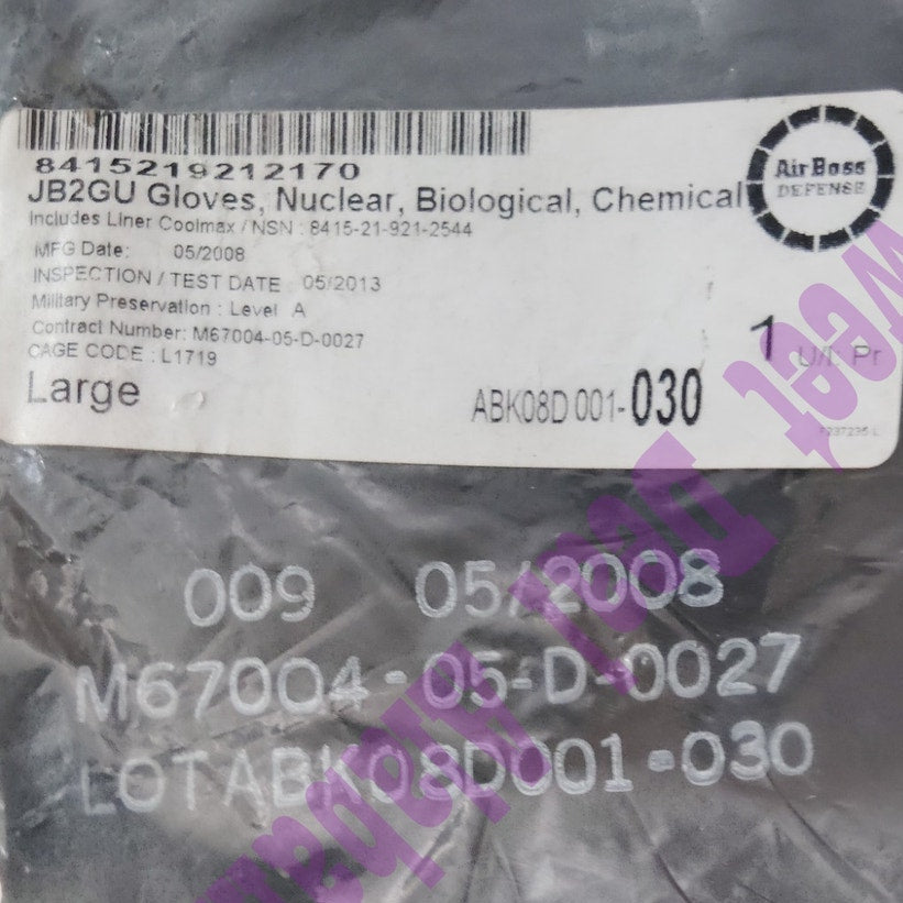 Chemical Protective Glove Set, 8415-21-921-2170, Large
