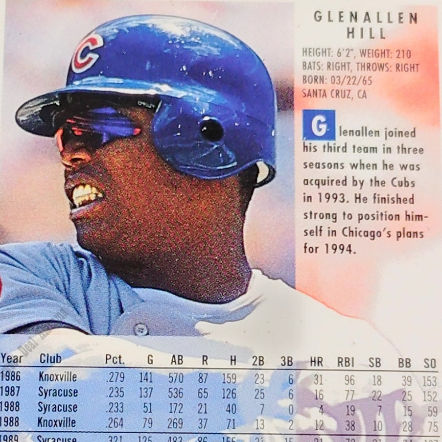 Glenallen Hill, Chicago Cubs, #387, 1994 Fleer Baseball Collector's Card