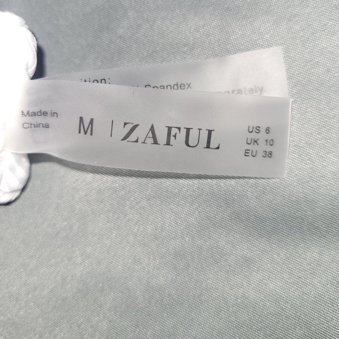 ZAFUL Ribbed Underwire Bikini, High Cut V-Notch Smocked, High Leg, M (6)