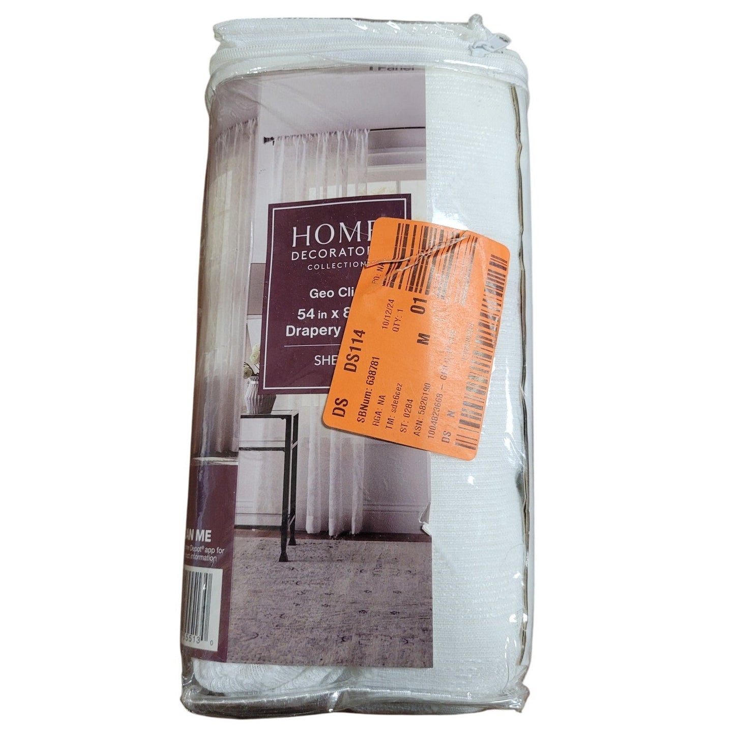 Geo Clip White Geo Pattern 54"W X 84"L Sheer Single Rod Pocket Curtain Panel