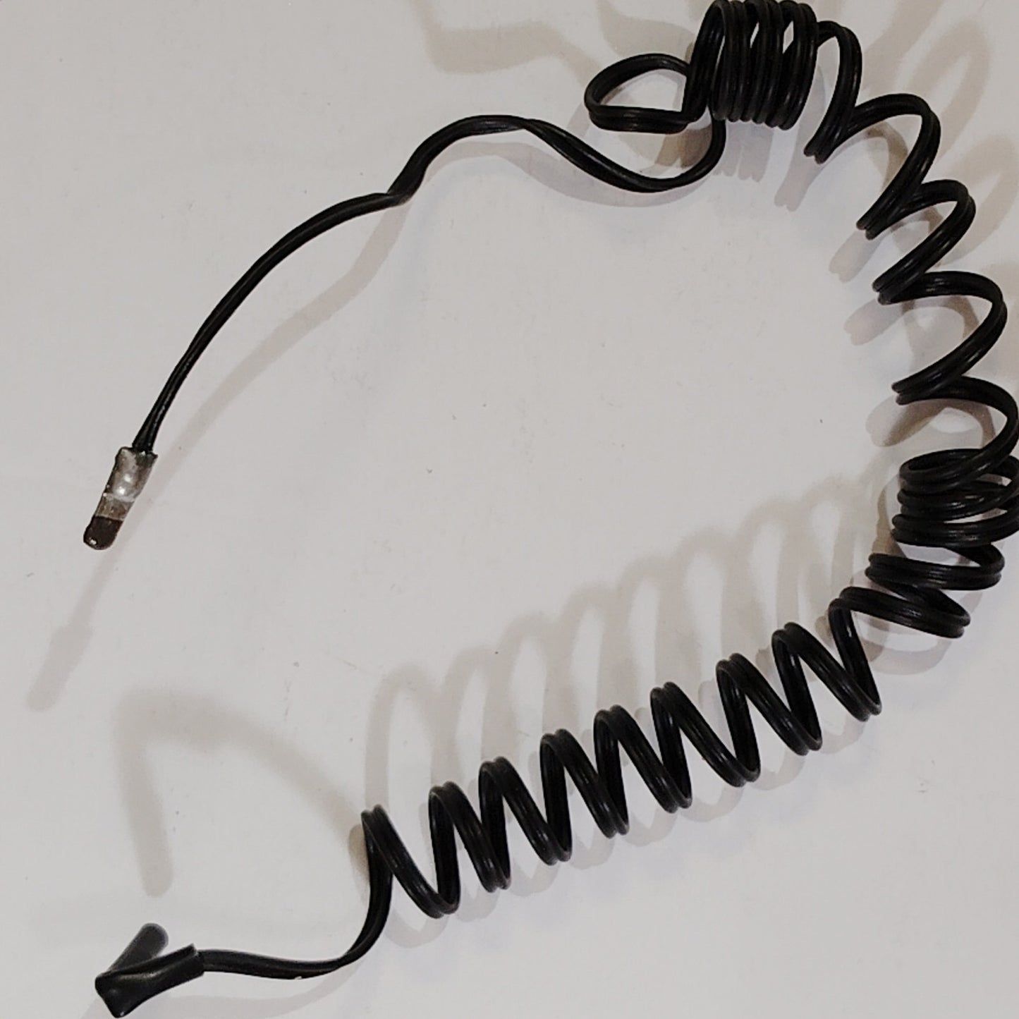 35" Surplus Coiled 2‑Wire Copper Cable Non‑Recoiling Beaded & Stripped Ends