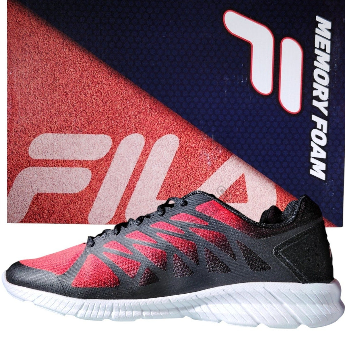 FILA Fantom 6 Men's Running Shoes, Memory Foam, Size 13, Red/Black, NIB