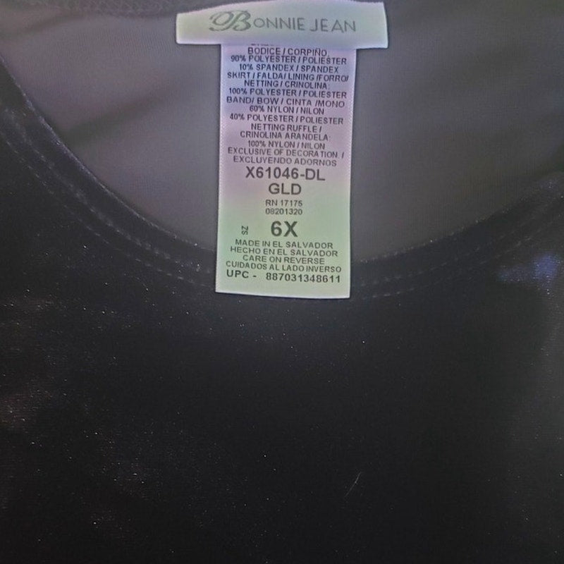 Bonnie Jean Long Sleeve Stretch Velvet to Gold Taffeta Print Hipster Dress, 6X