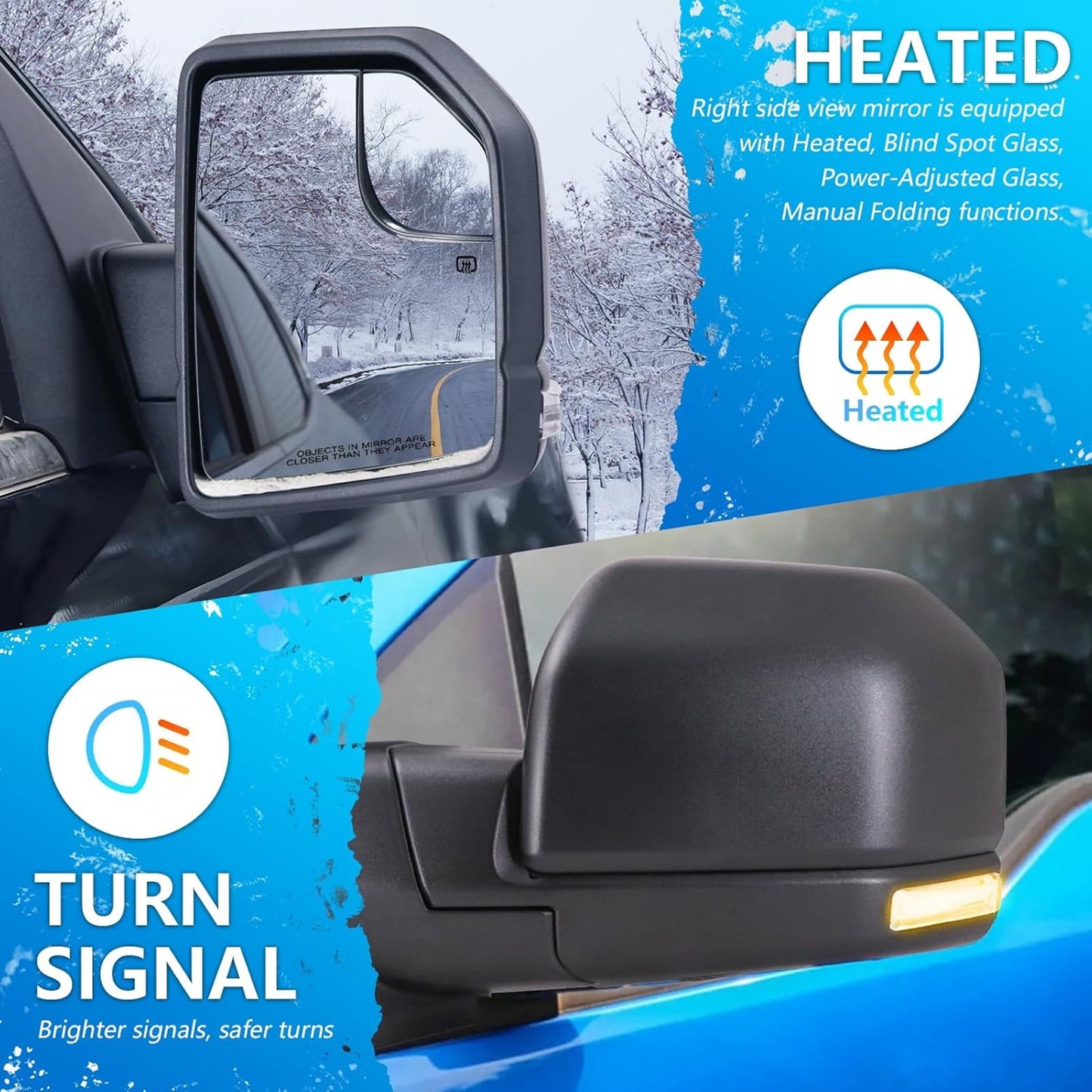 Passenger Side Mirror for Ford F-150 2015–2020 – 10-Pin, Heated, Signal, Puddle