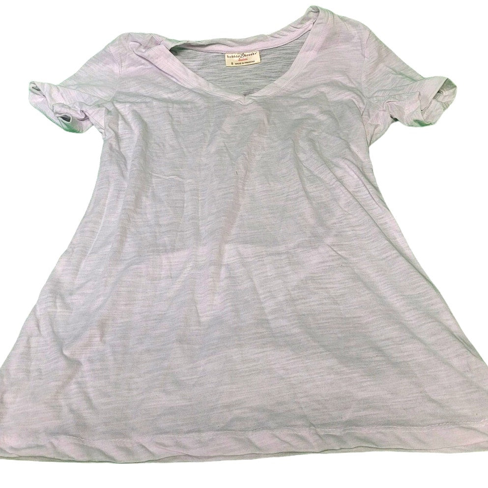 Bobbie Brooks, Small, V-Neck T Shirt, S/S Basic Stretch Top, White, NWT