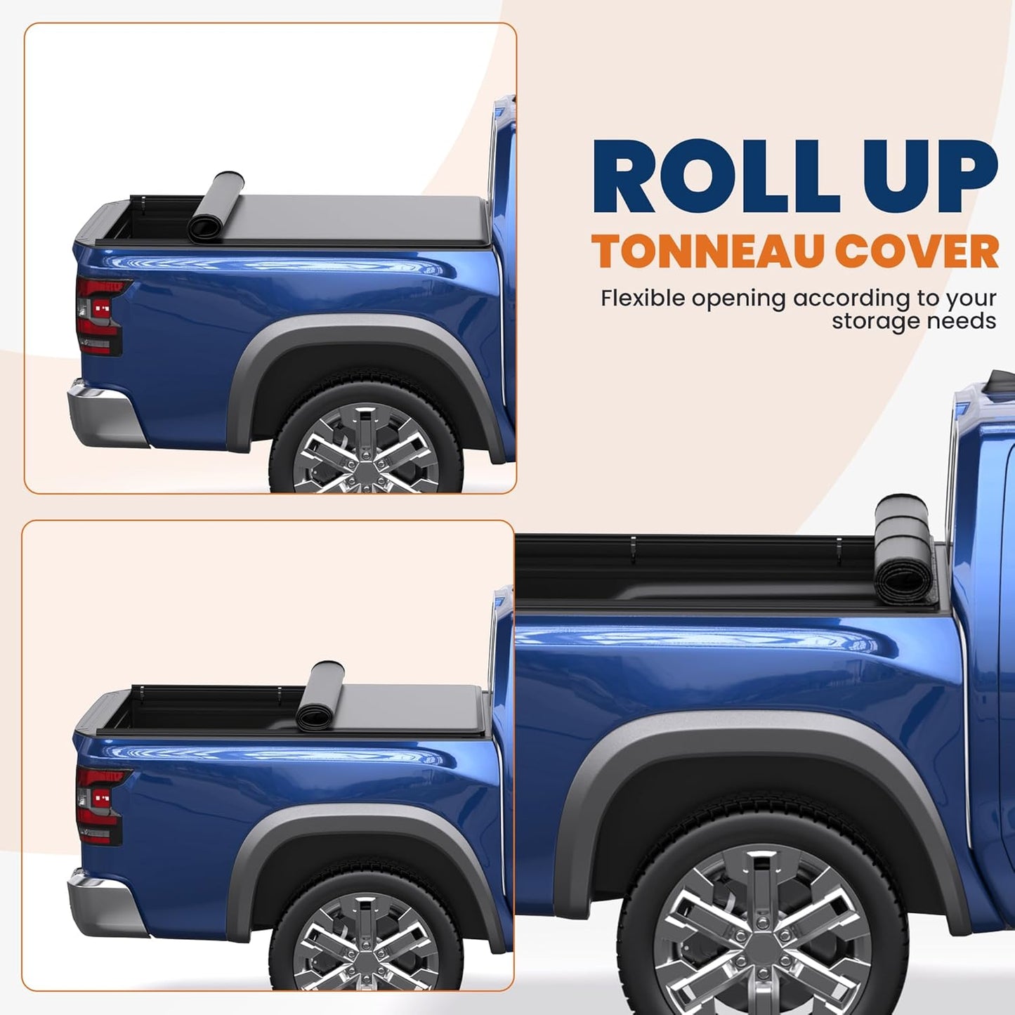 Soft Roll-Up Vinyl Tonneau Cover – Fits 2005–2025 Nissan Frontier, Fleetside 6 FT Bed (72")