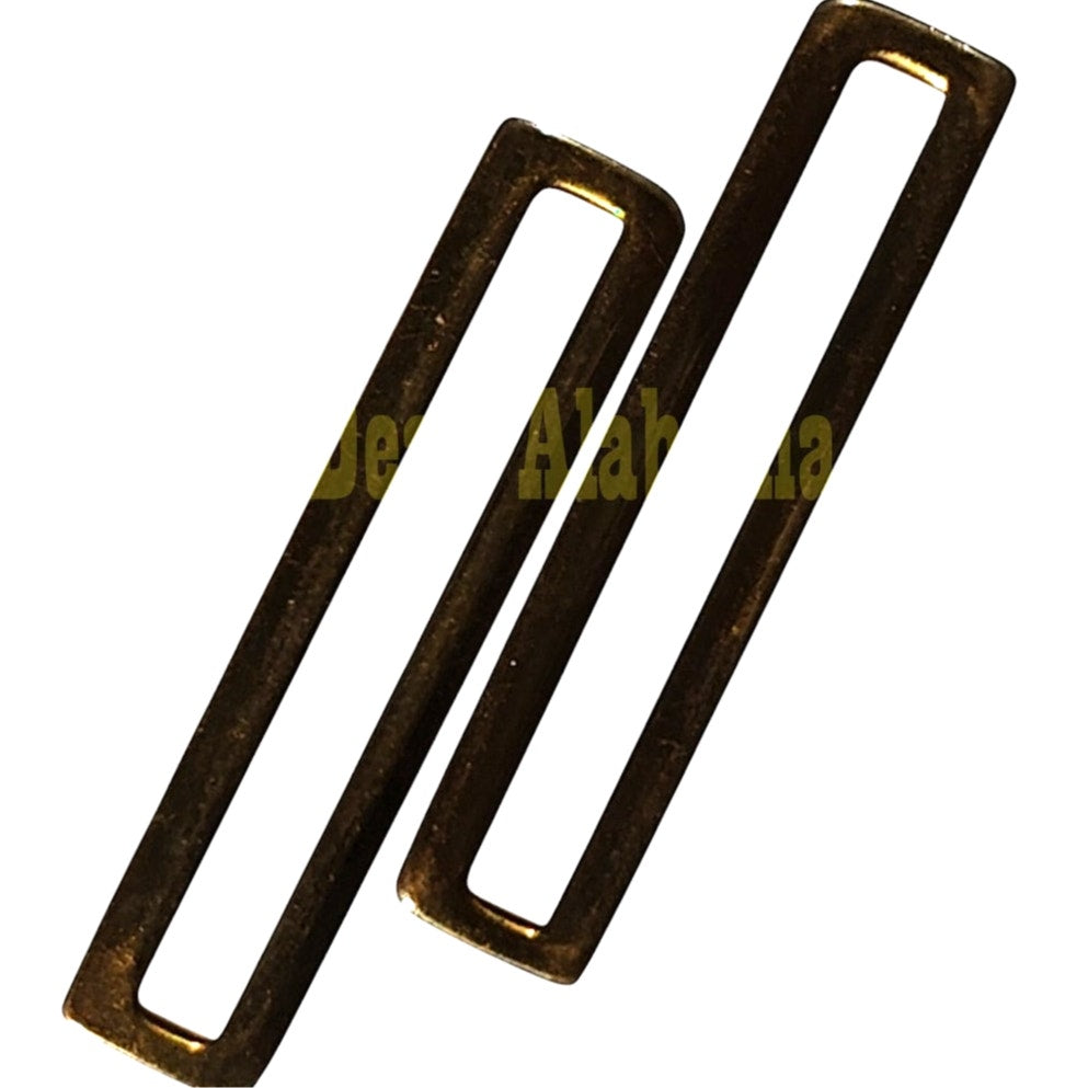 2 Brass Surplus Military Hardware, Likely Used Webbing Straps, 1-15/16"L x 3/8"H
