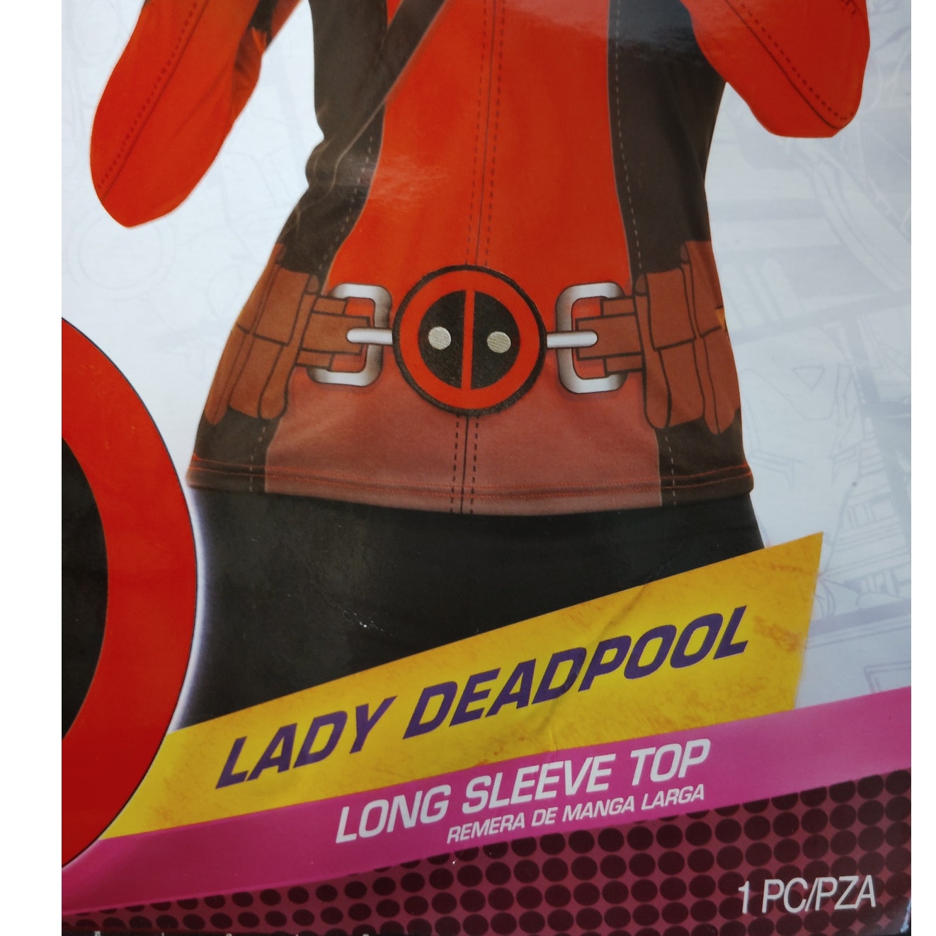Women’s Deadpool Long-Sleeve Shirt Costume S/M (Up to Size 8), Red/Black