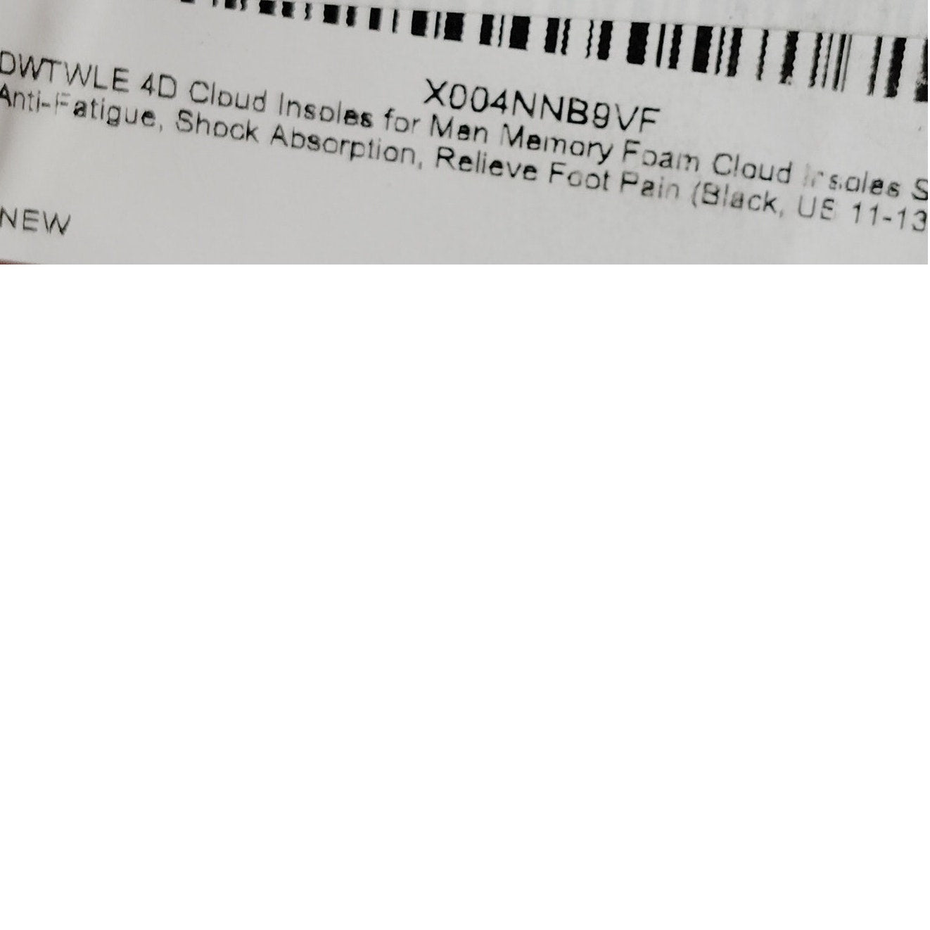 4D Cloud Insoles Memory Foam Arch Support Shock‑Absorbing L Men 11‑13 Black