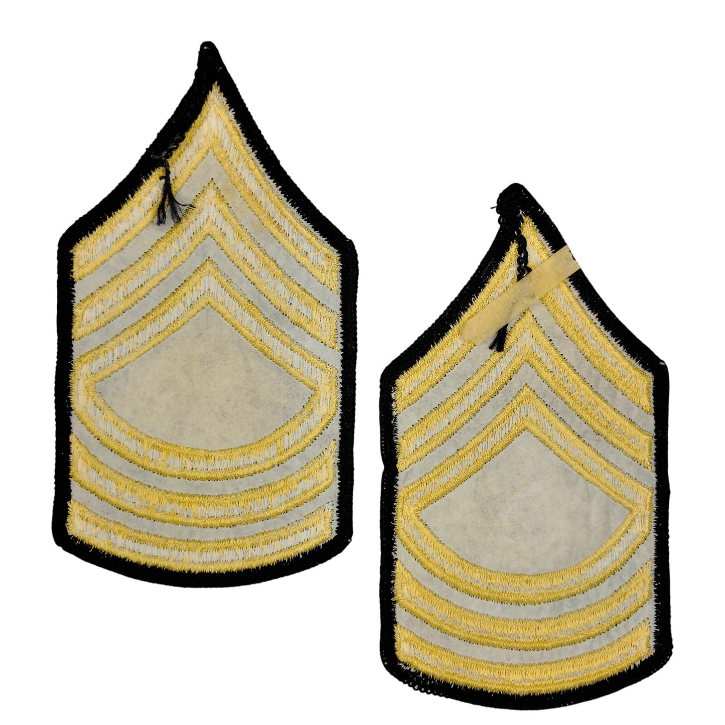 US Army Master Sergeant E‑8 Gold on Blue Chevrons 4‑3/4" Sew‑On Patch Pair