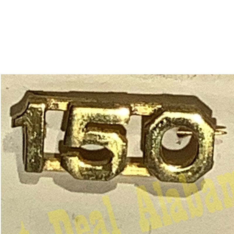 Early/Mid 1900s Brass C-Clasp Number "150" Collar Device 3/8"H Hat / Lapel Pin