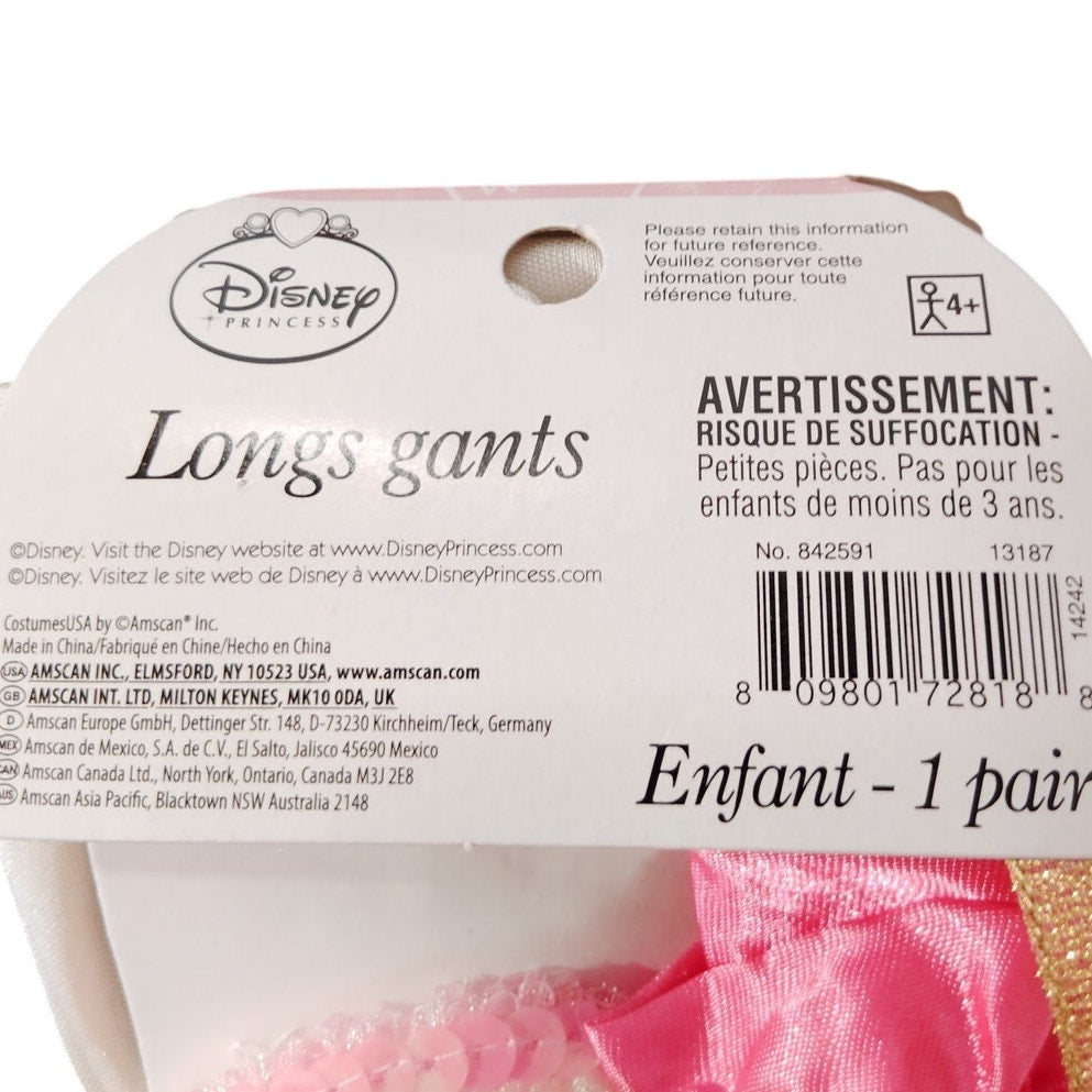 AMSCAN Long Aurora Gloves Halloween Costume White - Disney Princess Accessory