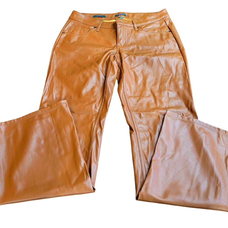 Women's Low-Rise Faux Leather Flare Pants - Wild Fable, Brown, S (4)