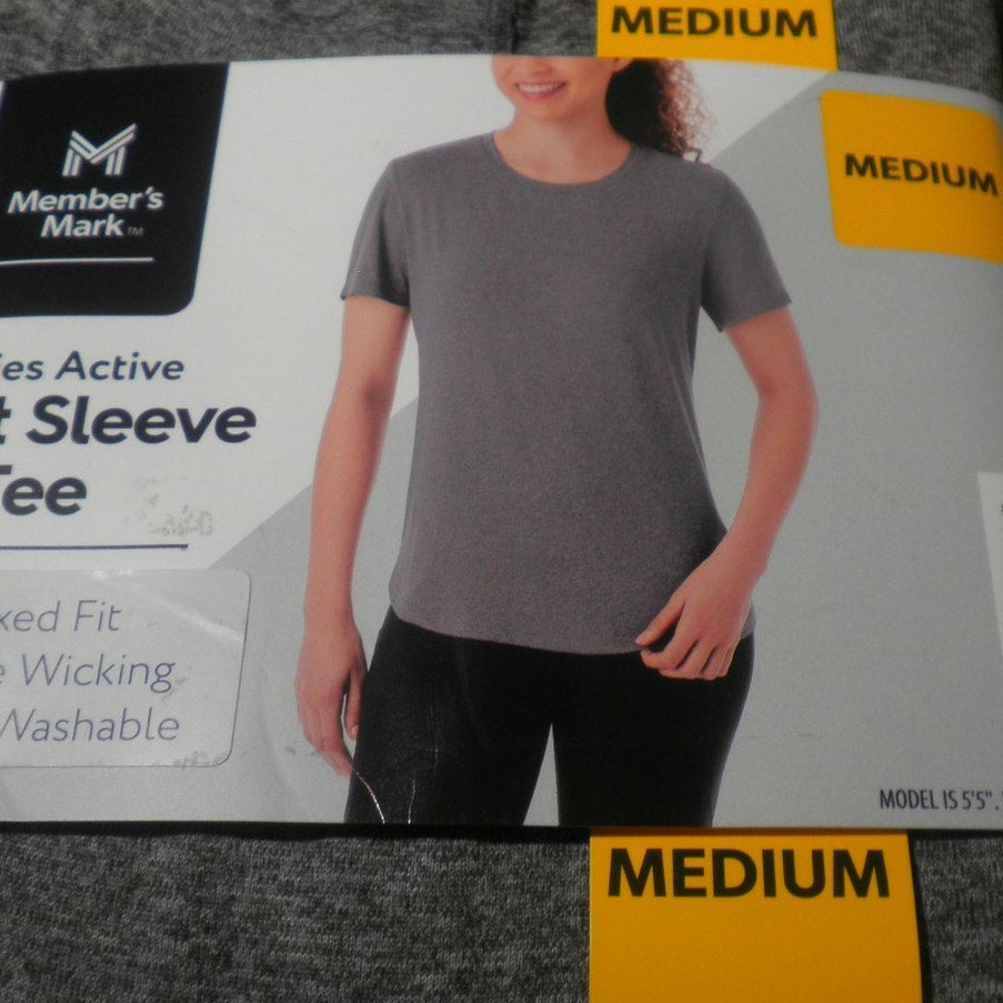 Member's Mark Medium Relaxed Moisture Wicking S/S Active Tee, Heather Gray