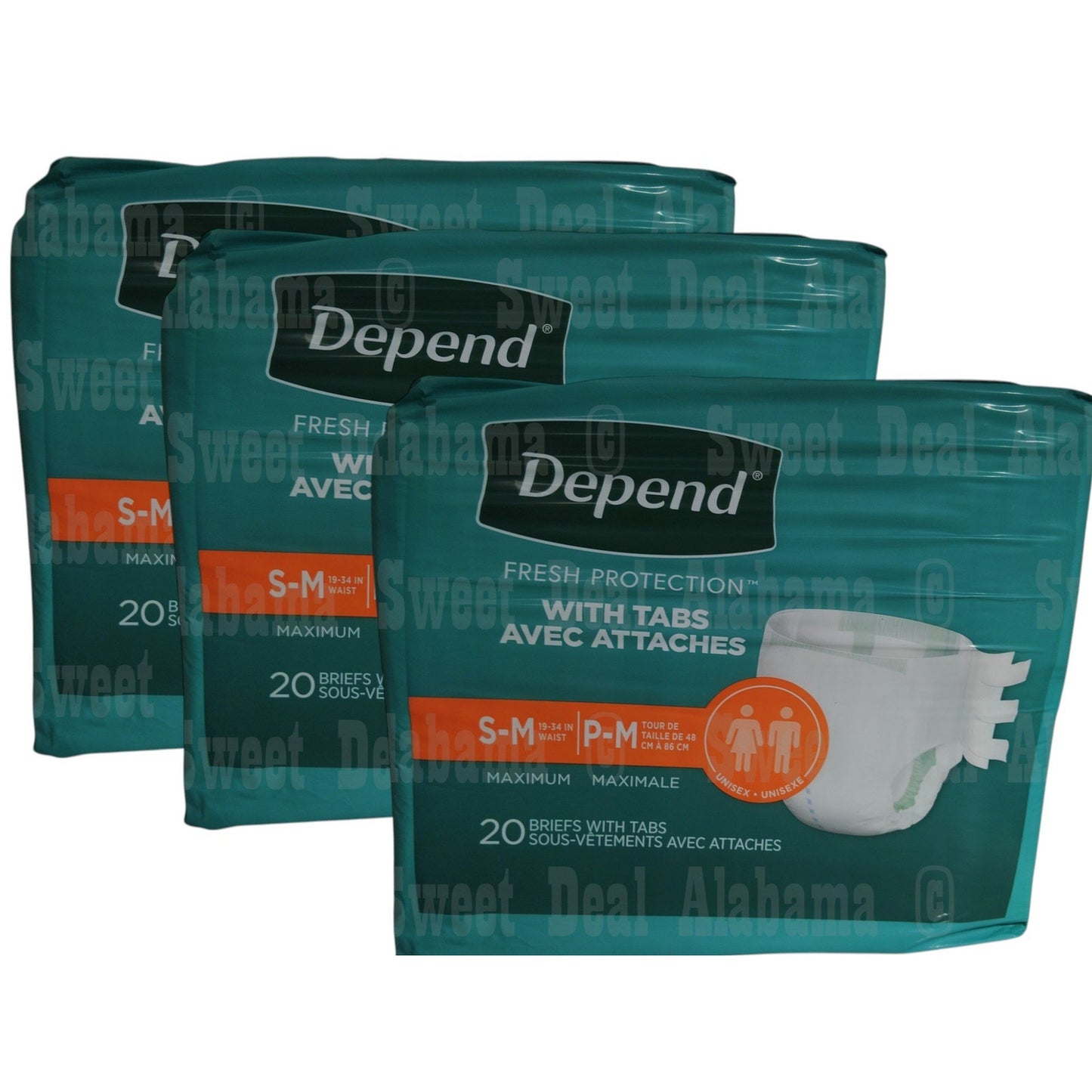 Depend Unisex Adult Briefs, Diaper Style, Max Fitted Protection Size S/M 60 Ct.