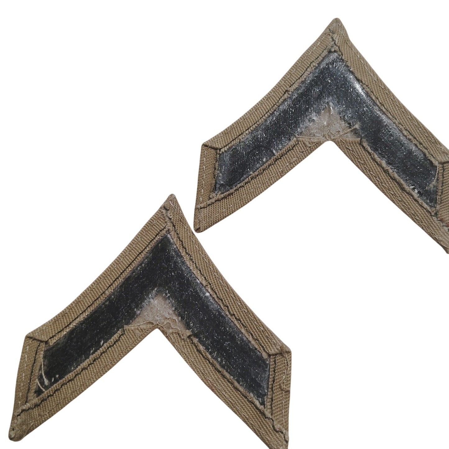 1 Pair USMC Private First Class E‑2 Chevrons, Khaki/Green 2‑7/8" × 2‑3/4" (Pair)