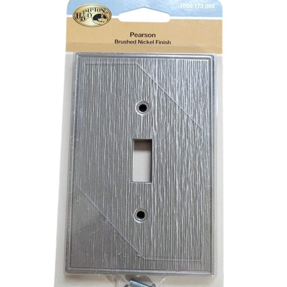 Two (2) Hampton Bay Light Switch Covers, Pearson Brushed Nickel Finish, 1 Toggle