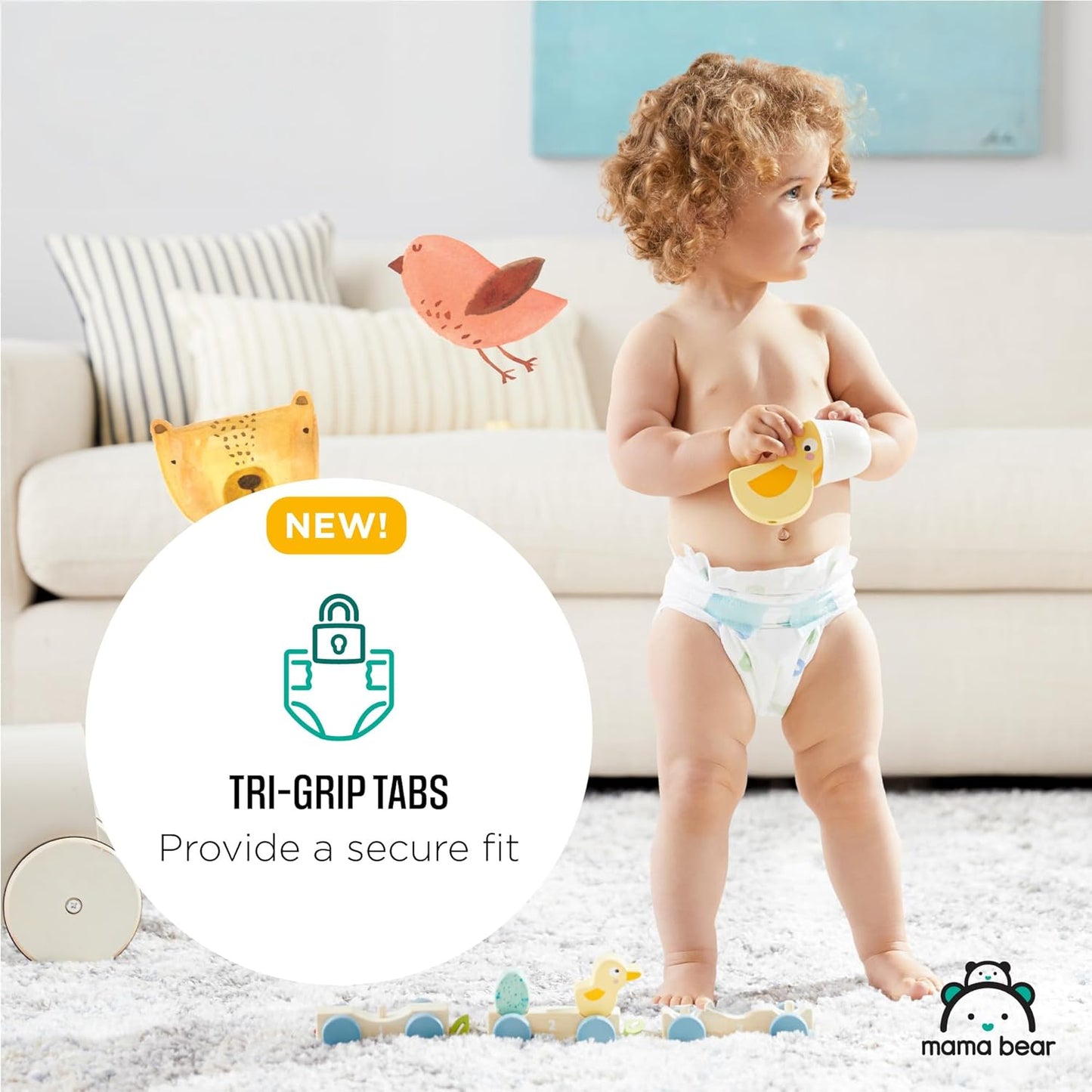 Mama Bear Gentle Touch Diapers – Size 6, 108 Count (4 Packs of 27), Hypoallergenic, Leak Protection