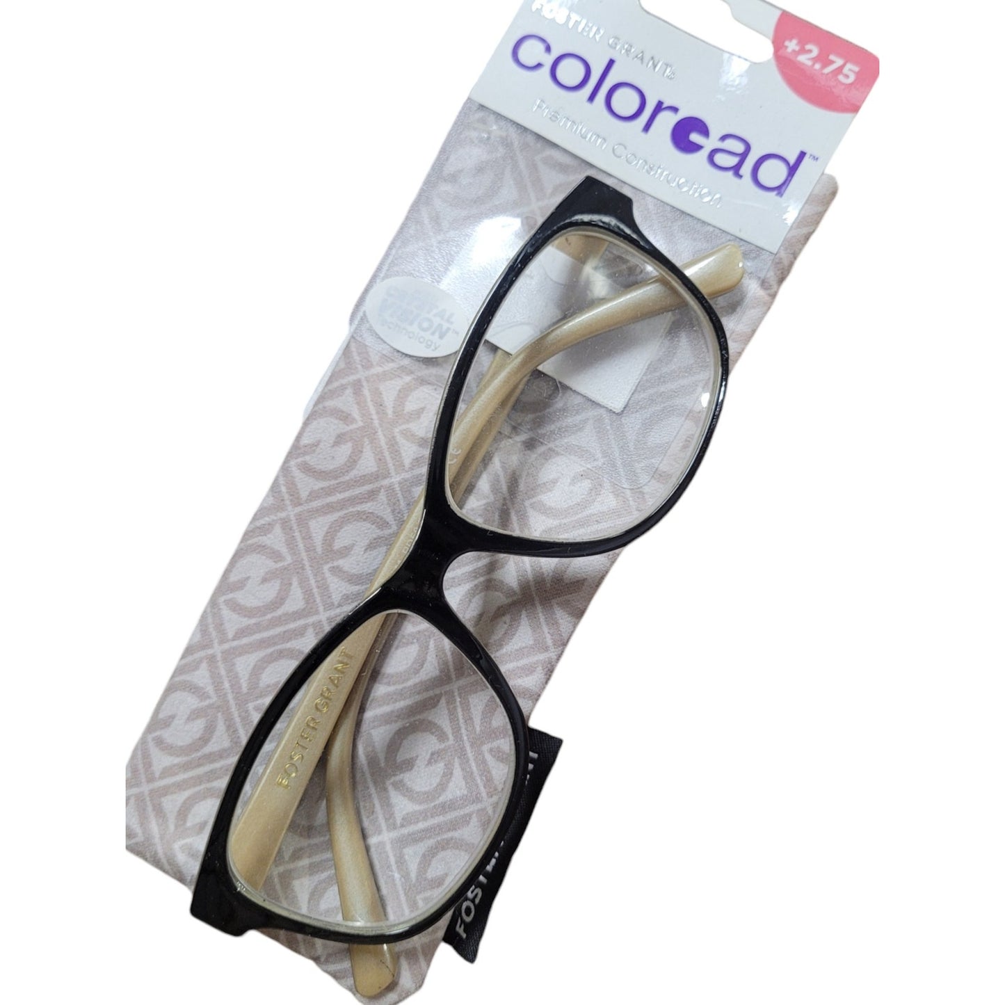 Foster Grant Kinsey Gold Reading Glasses Gold with Case, +2.75