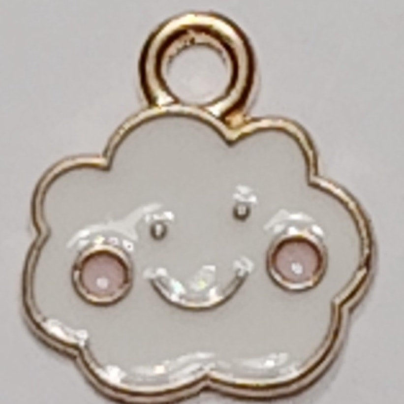 3‑Pack Cloud Charms Enamel Smile Pendant 3/8" Jewelry Making DIY Findings